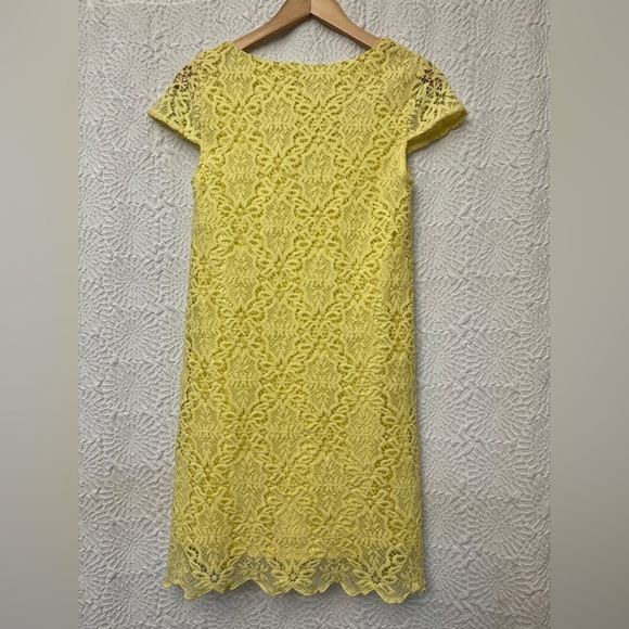 2/$12 Francesca’s XXS Yellow Lace Dress Spring Lined Modest Church Wedding - Picture 8 of 9